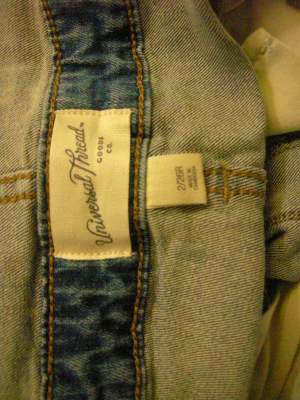Universal Thread Denim Overalls Size 2/26R Soft Distressed Hem Adjustable Straps - Picture 9 of 10